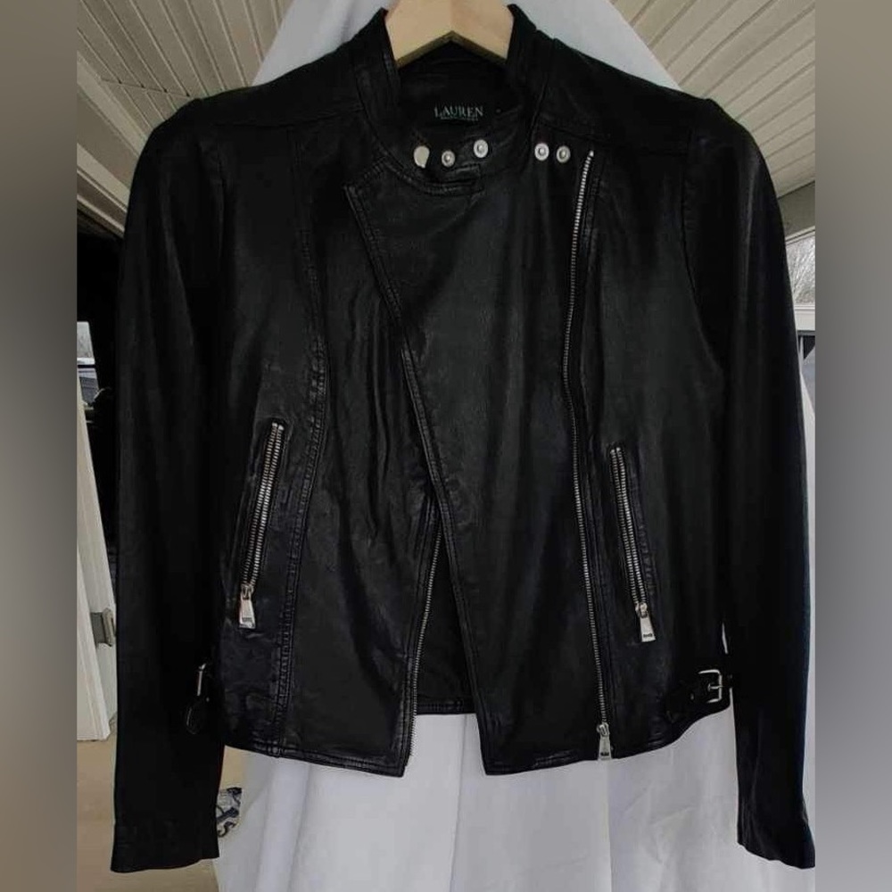 Burnished Leather Biker Jacket